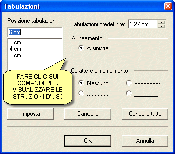 Fare clic sui comandi per vedere le istruzioni d'uso